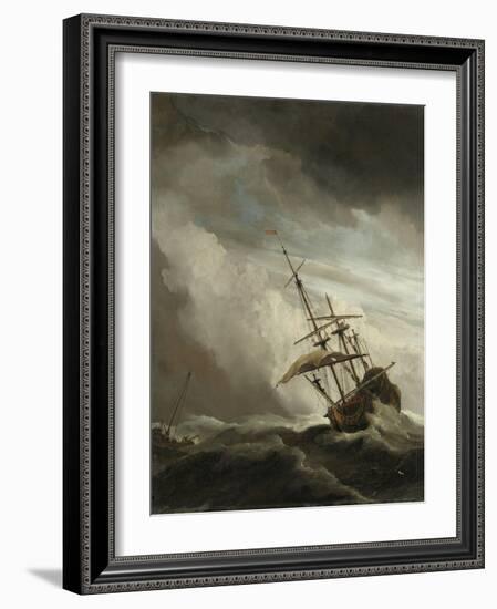 A Ship on the High Seas Caught by a Squall, Known as the 'Gust', 1680-Willem Van De, The Younger Velde-Framed Premium Giclee Print