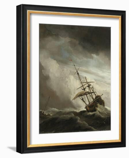 A Ship on the High Seas Caught by a Squall, Known as the 'Gust', 1680-Willem Van De, The Younger Velde-Framed Premium Giclee Print