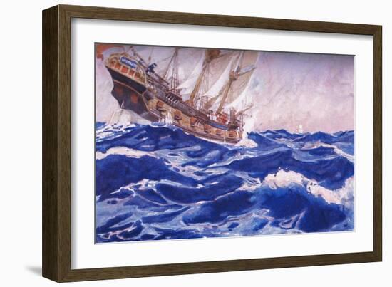 A Ship Standing Towards Us-George Washington Lambert-Framed Giclee Print