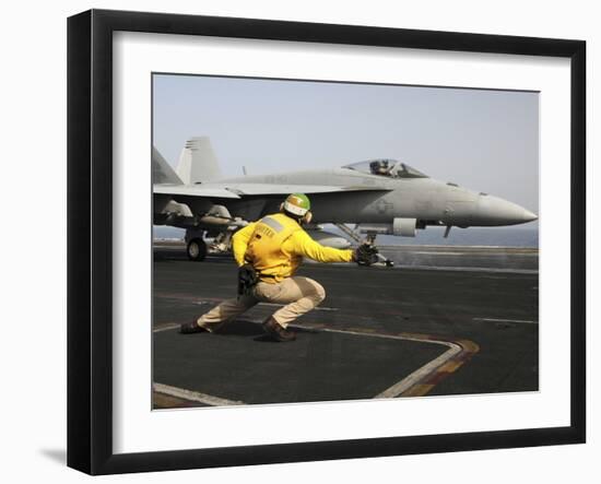 A Shooter Launches an F/A-18E Super Hornet from USS Dwight D Eisenhower-Stocktrek Images-Framed Photographic Print