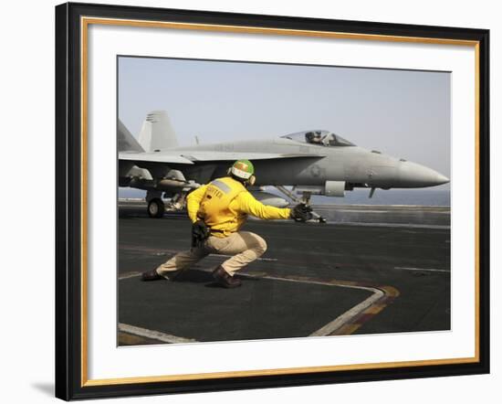 A Shooter Launches an F/A-18E Super Hornet from USS Dwight D Eisenhower-Stocktrek Images-Framed Photographic Print