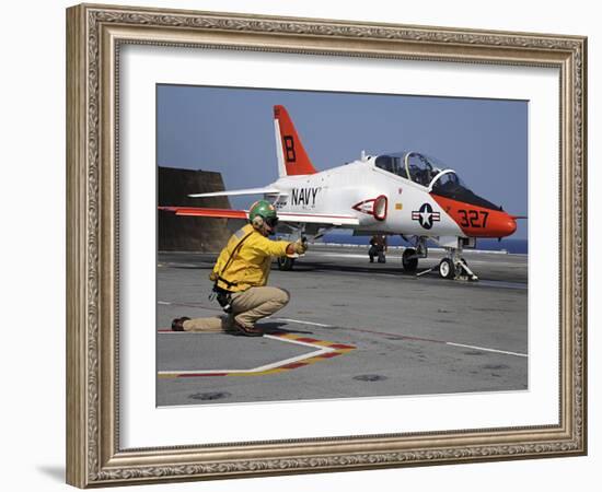 A Shooter Signlas the Launch of a T-45A Goshawk Trainer Aircraft-Stocktrek Images-Framed Photographic Print