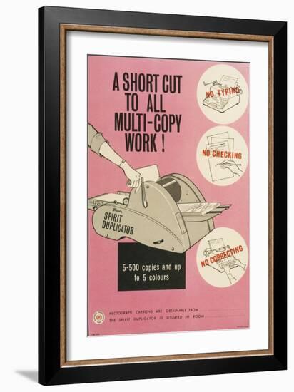 A Short Cut to All Multi-Copy Work!-null-Framed Art Print