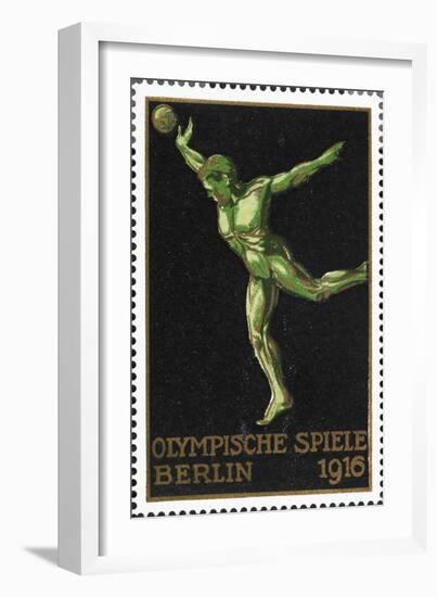 A Shot Putter. Germany 1916 Berlin Olympic Games Poster Stamp, Unused-null-Framed Giclee Print