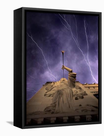 A Show of Lightning Ripples Across the North Texas Sky Above the Bass Performance Hall-null-Framed Premier Image Canvas