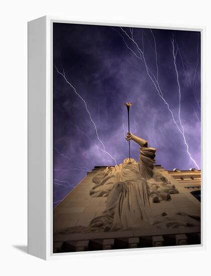 A Show of Lightning Ripples Across the North Texas Sky Above the Bass Performance Hall-null-Framed Premier Image Canvas