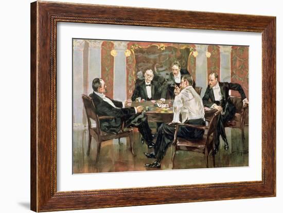 A Showdown - in the 400. Blue-Bloods Playing for Blue Chips, Plate 6 from a Poker Series, Pub. by…-Albert Beck Wenzell-Framed Giclee Print