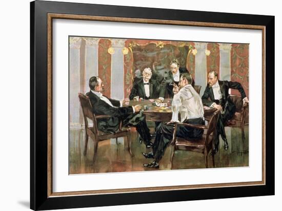 A Showdown - in the 400. Blue-Bloods Playing for Blue Chips, Plate 6 from a Poker Series, Pub. by…-Albert Beck Wenzell-Framed Giclee Print