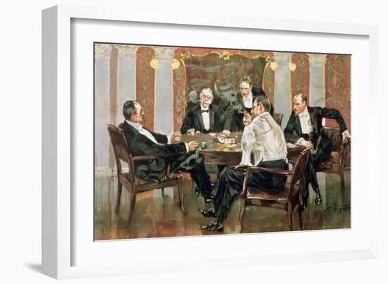 A Showdown - in the 400. Blue-Bloods Playing for Blue Chips, Plate 6 from a Poker Series, Pub. by…-Albert Beck Wenzell-Framed Giclee Print