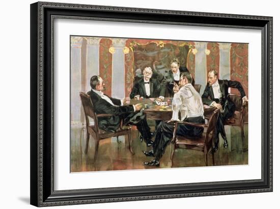 A Showdown - in the 400. Blue-Bloods Playing for Blue Chips, Plate 6 from a Poker Series, Pub. by…-Albert Beck Wenzell-Framed Giclee Print