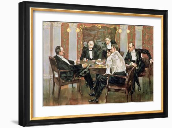 A Showdown - in the 400. Blue-Bloods Playing for Blue Chips, Plate 6 from a Poker Series, Pub. by…-Albert Beck Wenzell-Framed Giclee Print