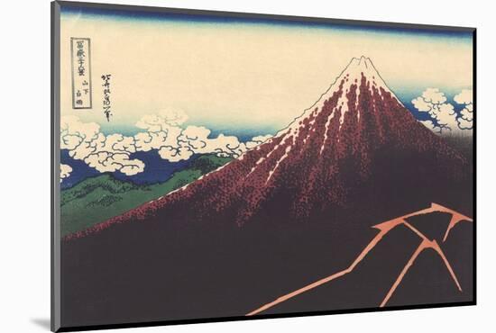 A Shower below the Summit by Katsushika Hokusai-Fine Art-Mounted Photographic Print