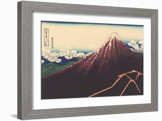 A Shower Below the Summit-Katsushika Hokusai-Framed Giclee Print