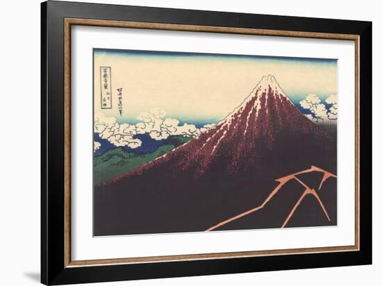 A Shower Below the Summit-Katsushika Hokusai-Framed Giclee Print