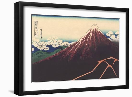 A Shower Below the Summit-Katsushika Hokusai-Framed Giclee Print