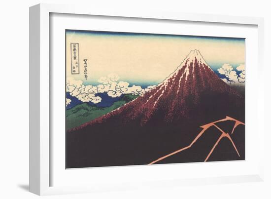 A Shower Below the Summit-Katsushika Hokusai-Framed Giclee Print