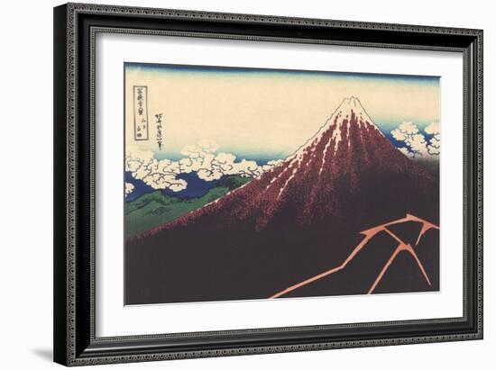 A Shower Below the Summit-Katsushika Hokusai-Framed Giclee Print