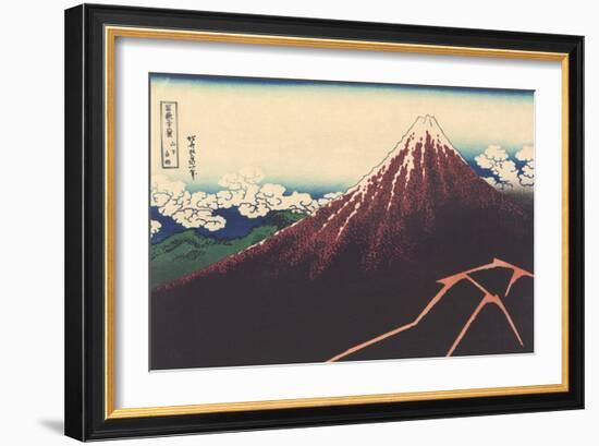 A Shower Below the Summit-Katsushika Hokusai-Framed Giclee Print