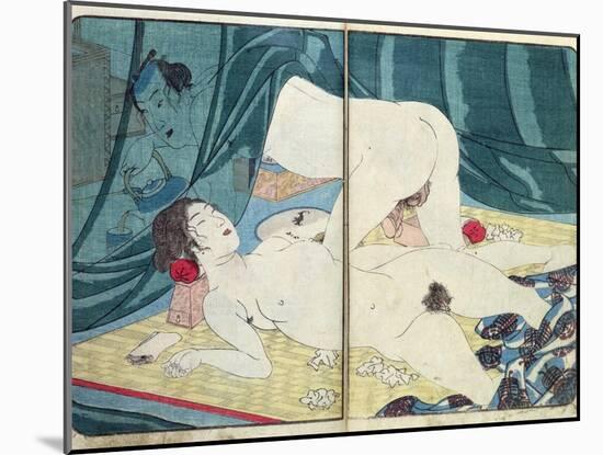 A 'Shunga' (Erotic) Print: 'All Passion Spent - the Satisfied Woman', C.1855-Kuniyoshi Utagawa-Mounted Giclee Print