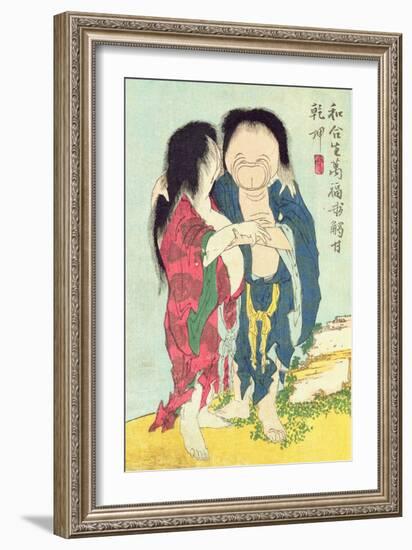 A 'Shunga' (Erotic) Print, from 'Manpoku Wago-Jin': Mrs. Woman and Mr. Man, 1821-Katsushika Hokusai-Framed Giclee Print