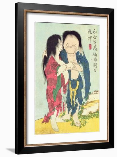 A 'Shunga' (Erotic) Print, from 'Manpoku Wago-Jin': Mrs. Woman and Mr. Man, 1821-Katsushika Hokusai-Framed Giclee Print