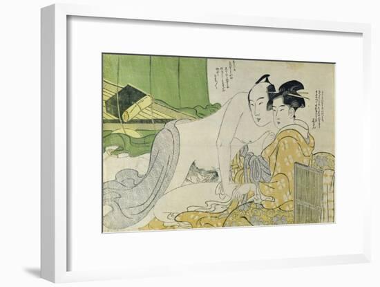 A 'Shunga' (Erotic) Print: Lovers in a Tent, C.1785-Yushido Shunsho-Framed Giclee Print