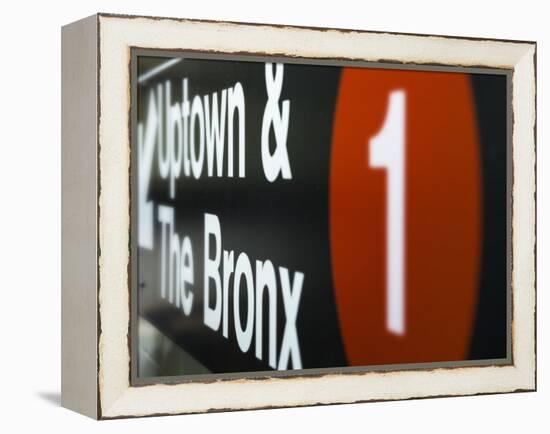 A Sign on the New York City Subway.-Jon Hicks-Framed Premier Image Canvas