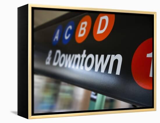 A Sign on the New York City Subway.-Jon Hicks-Framed Premier Image Canvas