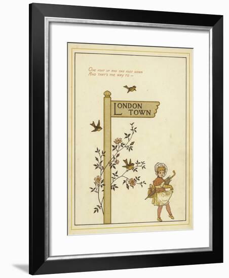 A Sign Post Points the Way to London Town with a Young Girl Walking in That Direction-Thomas Crane-Framed Giclee Print