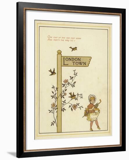 A Sign Post Points the Way to London Town with a Young Girl Walking in That Direction-Thomas Crane-Framed Giclee Print