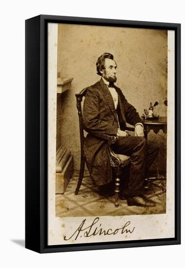 A Signed Carte-De-Visite Photograph of Abraham Lincoln, 1861-Alexander Gardner-Framed Premier Image Canvas