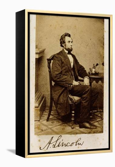 A Signed Carte-De-Visite Photograph of Abraham Lincoln, 1861-Alexander Gardner-Framed Premier Image Canvas