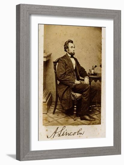 A Signed Carte-De-Visite Photograph of Abraham Lincoln, 1861-Alexander Gardner-Framed Giclee Print