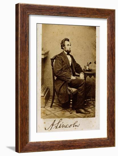 A Signed Carte-De-Visite Photograph of Abraham Lincoln, 1861-Alexander Gardner-Framed Giclee Print