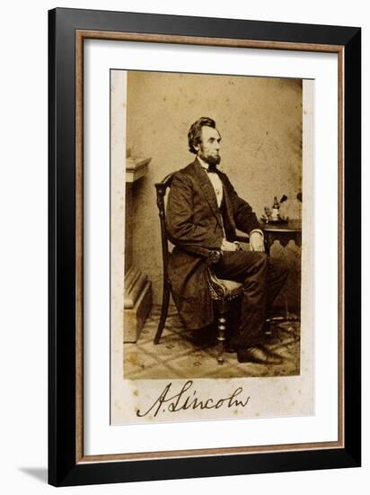 A Signed Carte-De-Visite Photograph of Abraham Lincoln, 1861-Alexander Gardner-Framed Giclee Print