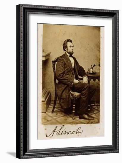 A Signed Carte-De-Visite Photograph of Abraham Lincoln, 1861-Alexander Gardner-Framed Giclee Print