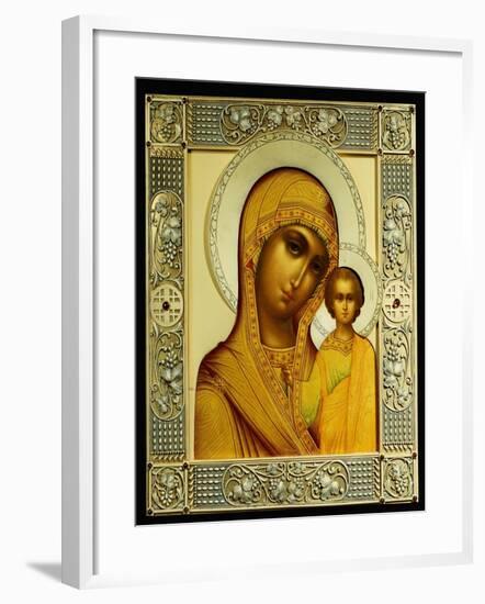 A Silver-Gilt Icon of the Virgin Kazanskaya, Dmitrii Smirnov, Moscow 1908-1917-null-Framed Giclee Print