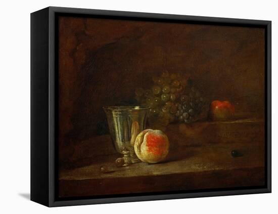 A Silver Goblet, Grapes, an Apple, Before 1728-Jean-Baptiste Simeon Chardin-Framed Premier Image Canvas