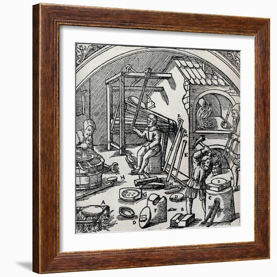 A Silver Refinery, 1556, (1917)-null-Framed Giclee Print