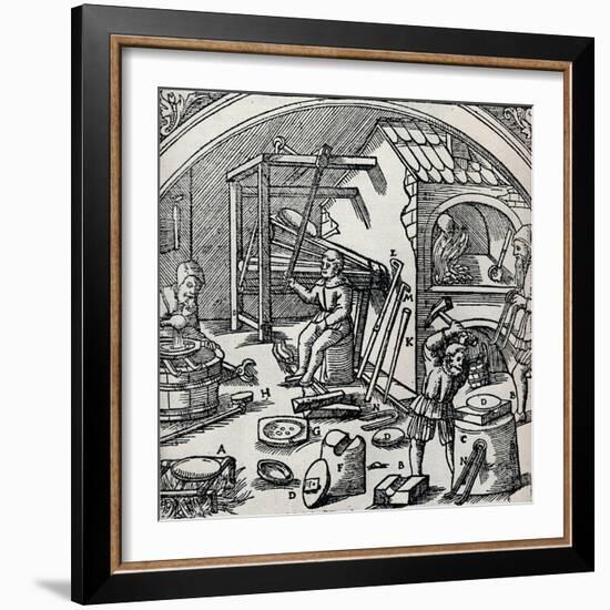 A Silver Refinery, 1556, (1917)-null-Framed Giclee Print