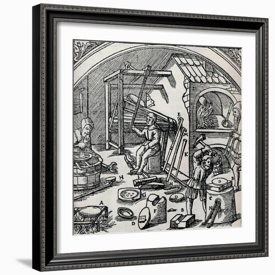 A Silver Refinery, 1556, (1917)-null-Framed Giclee Print