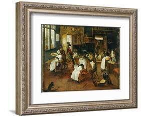 A Singerie: Monkey Barbers Serving Cats-Jan Van, The Elder Kessel-Framed Giclee Print