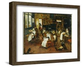 A Singerie: Monkey Barbers Serving Cats-Jan Van, The Elder Kessel-Framed Giclee Print