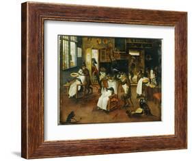 A Singerie: Monkey Barbers Serving Cats-Jan Van, The Elder Kessel-Framed Giclee Print