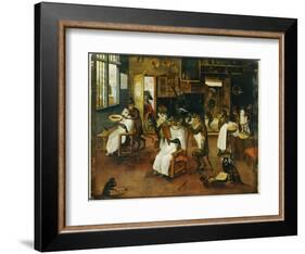 A Singerie: Monkey Barbers Serving Cats-Jan Van, The Elder Kessel-Framed Giclee Print