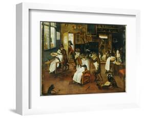 A Singerie: Monkey Barbers Serving Cats-Jan Van, The Elder Kessel-Framed Giclee Print