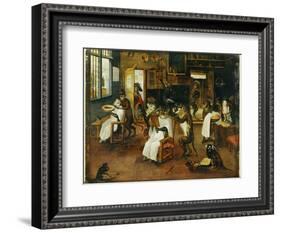 A Singerie: Monkey Barbers Serving Cats-Jan Van, The Elder Kessel-Framed Giclee Print