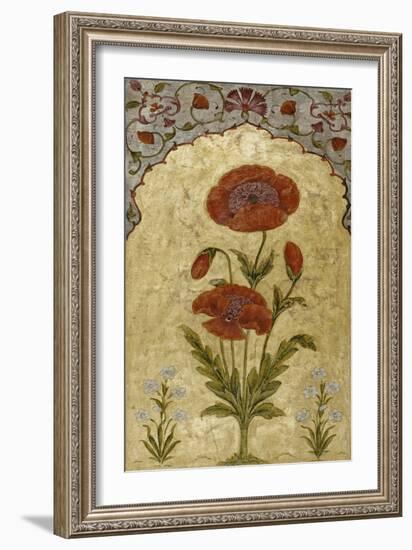 A Single Stem of Poppy Blossoms on Gold Ground, 1770-80 AD-null-Framed Giclee Print