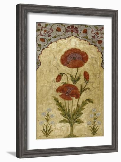 A Single Stem of Poppy Blossoms on Gold Ground, 1770-80 AD-null-Framed Giclee Print