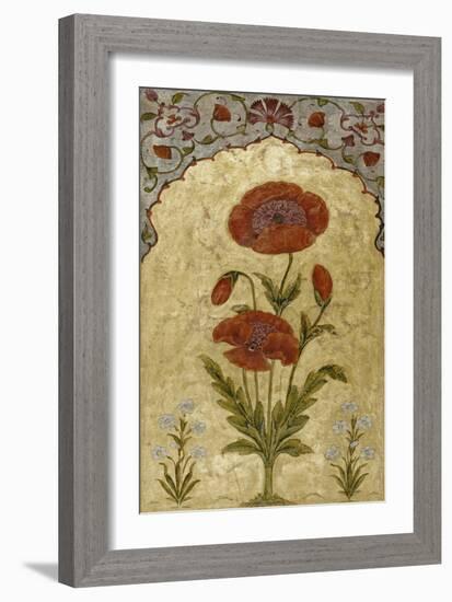 A Single Stem of Poppy Blossoms on Gold Ground, 1770-80 AD-null-Framed Giclee Print